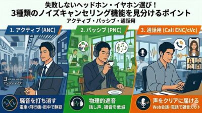 失敗しないヘッドホン・イヤホン選び！3種類のノイズキャンセリング機能を見分けるポイント